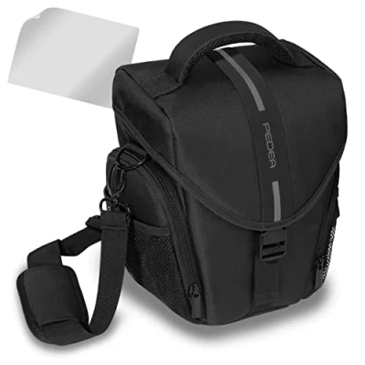 Afbeelding van PEDEA DSLR cameratas &quot;Essex&quot; met displaybeschermfolie voor Olympus E M5 Mark II Pen PL8 PL9 / Canon EOS M50 Nikon D5600 D7500 Panasonic G9 G70 G81 GX8 Fujifilm X T3 T100, mt. L grijs