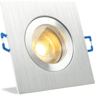 Afbeelding van IP44 LED Inbouwspot Miriam badkamer of buiten Vierkante spot Chrome glimmend Extra Warm Wit 2700K 4 Watt Philips
