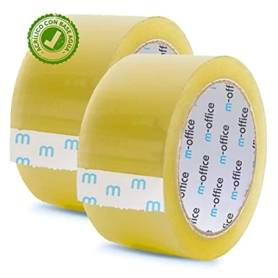 Afbeelding van m office Cinta Adhesiva Transparente, de Embalar para Embalaje Cajas, Envíos, Mudanzas y Manualidades, Precinto Transparente Seguro Resistente (48mmx66m, x2)