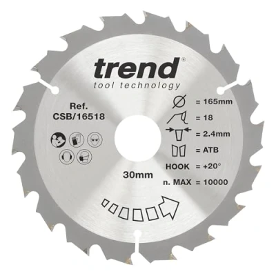 Afbeelding van Trend Craft Pro zaagblad 165 mm diameter 30 boring 18 tanden TCT