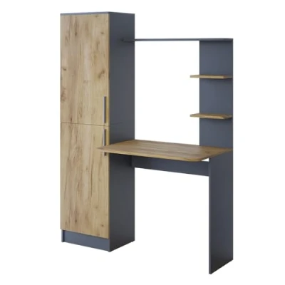 Afbeelding van Vicco TessaBureau 122.9 x 33.4 cm Antraciet/gouden eik