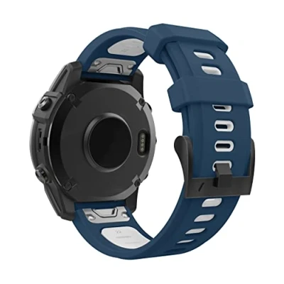 Afbeelding van MoKo Watch Strap Compatible with Garmin Fenix 7/7 Pro/6/6 Pro/5/5 Plus/Forerunner 965/955/945/Instinct Solar/Instinct 2, Quick Fit 22mm Soft Silicone Replacement Band Sport Wristband, Blue/White
