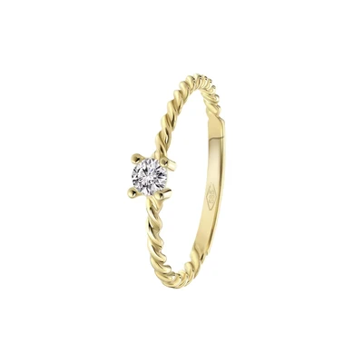 Afbeelding van Lucardi Dames Ring gedraaid met zirkonia Cadeau voor vrouwen 14 Karaat Goud Geelgoud