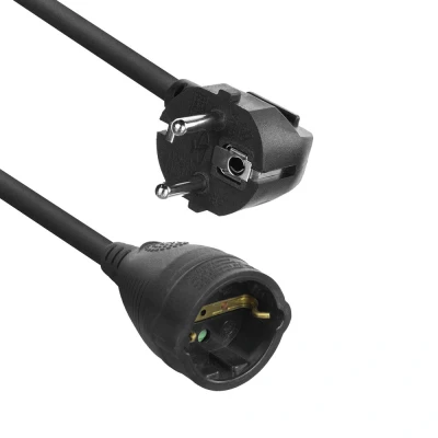 Afbeelding van ACT AC2470 Verlengsnoer/Stekkerdoos 1 Socket CEE 7/7 male (haaks) female Zwart 10 meter