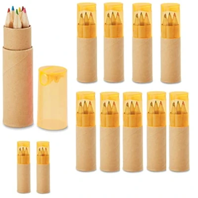 Afbeelding van noTrash2003 12 sets met elk 6 kleurpotloden voor kinderen, mini kleurpotloden, gecertificeerd volgens EN71 1, 2 en 9 verjaardag, cadeautje puntenslijper (oranje)