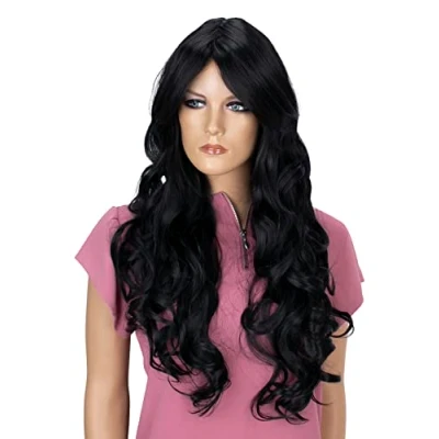 Afbeelding van CAISHA Pruik Volumineus Lang Haar Cosplay Theatershow Golvend Zwart FS836d