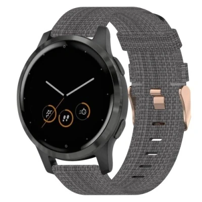 Afbeelding van Garmin Venu 3s / Vivoactive 4s 2s Vivomove Forerunner 255s Canvas nylon bandje Donkergrijs