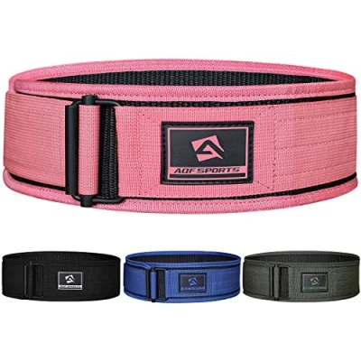 Afbeelding van AQF Gewichtheffen Riem, 10.2cm Zelfsluitende Nylon Gym Riem Voor Functionele Training Bodybuilding, Powerlifting, Deadlifting Squat En Workout Mannen Vrouwen (M, Roze)