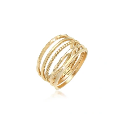 Afbeelding van Elli 5 PACK Basic Ring goldcoloured, Dames, Maat: 52, Gold coloured