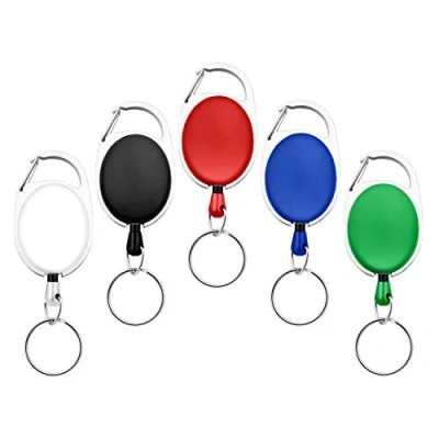 Afbeelding van Fushing intrekbare badgehouder karabijnhaakrollen sleutelhangers met metalen splitring (5)
