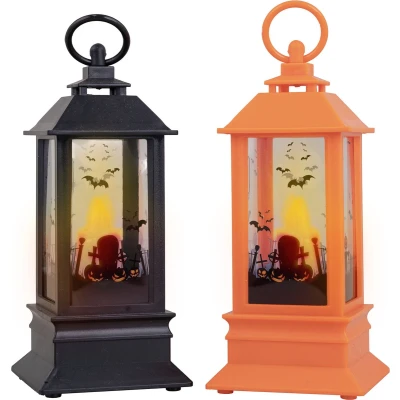 Afbeelding van Halloween Lantaarns Met Lichten En Geluid 2 Stuks 15,5 Cm Hoog