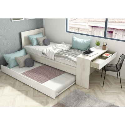 Afbeelding van Shipley 1 persoonsbed met bureau en slaaplade Wit/witgrenen