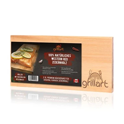 Afbeelding van grillart® 2 stuks XL grillplanken, cederhouten plank om te grillen, rookplanken van cederhout, gemaakt 100% natuurlijk Western Red cederhout voor een bijzondere barbecuesmaak
