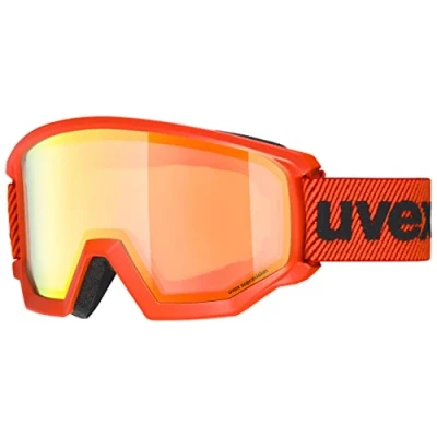 Afbeelding van uvex athletic FM skibril voor dames en heren vergroot condensvrij gezichtsveld tochtvrije ventilatie van het frame fierce red/orange orange one size