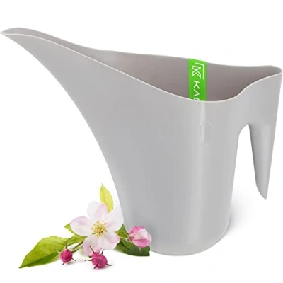 Afbeelding van KADAX Gieter, 1,2 l bloemengieter voor planten, lange hals van kunststof, kan kamerplanten, gieter tuingieter, bloemenirrigatieketel (grijs)