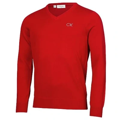 Afbeelding van Calvin Klein Heren V hals Tour Duurzame Golfsweater Rood XXXXL