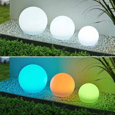 Afbeelding van Lindby Solar buitenverlichting RGB 3lichts Kunststof H: 51 cm wit Inclusief lichtbronnen
