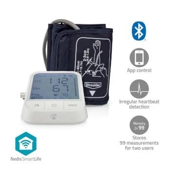 Afbeelding van SmartLife Bloeddrukmeter Arm Bluetooth® LCD Scherm 22 42 cm Nedis