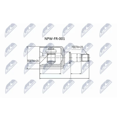 Afbeelding van NTY NPW FR 001 Homokineet Handgeschakeld Vooras links, Versnellingsbak zijde FORD: Focus 2 Kombi, 2, C Max