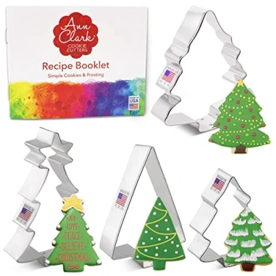Afbeelding van Ann Clark Cookie Cutters 4 delige Kerstmis en Feestdagen Koekjesvorm met Receptenboek