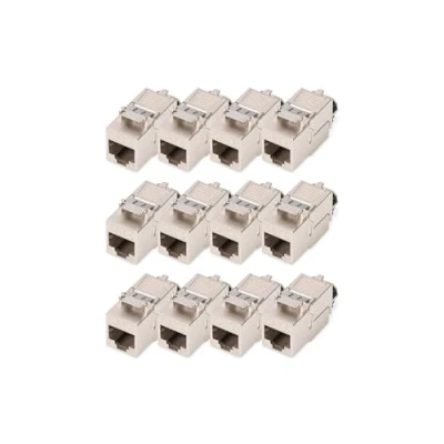 Afbeelding van DIGITUS Keystone module Cat 8.1 12 stuks RJ45 netwerkcontactdoos Cat8 Afgeschermd 2000 MHz 25GBase T &amp; 40GBase 25 Gbit/s 40 AWG 26/7 tot 22/1 Montage zonder gereedschap