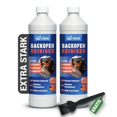 Afbeelding van bio chem Ovenreiniger extra sterk, 2 x 1000 ml gelpasta incl. kwast, zelfwerkende vetoplosser voor oven, fornuis en grill, lost ingebrand op zonder opwarmen, schrobben geuren, Made in DE