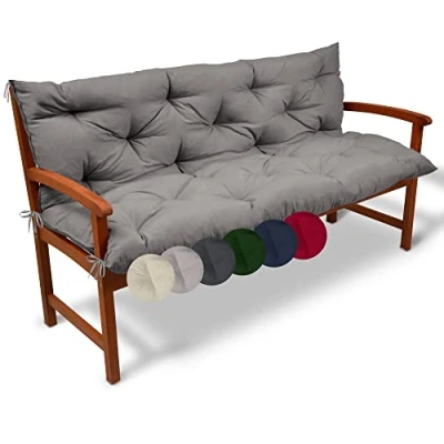 Afbeelding van Beautissu Tuinbank kussen Flair BR kussens voor tuinmeubelen 180 x 50 cm licht grijs zitkussen en rugkussen