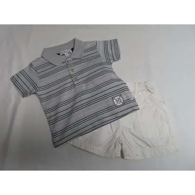 Afbeelding van Ensemble Jongens Polo streepje grijst + witte short 3 maand 62