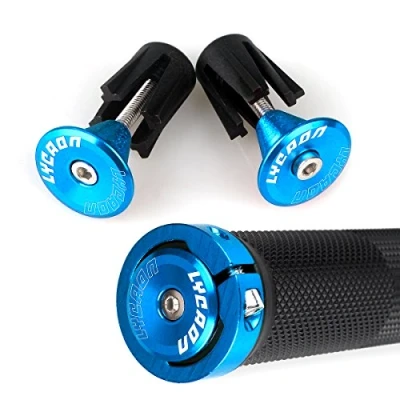 Afbeelding van LYCAON Fietsstuurgrepen Fietsgreep Antislip Rubberen Handvatten Lock on met Aluminium slot, Fietshandgreep voor Scooter/MTB/BMX/Racefiets/mountainbike/Road/Fiets/Vouwfiets (Blauw,)