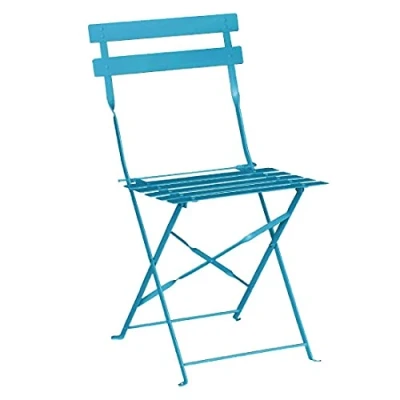 Afbeelding van Bolero stalen opklapbare stoelen turquoise (2 stuks)