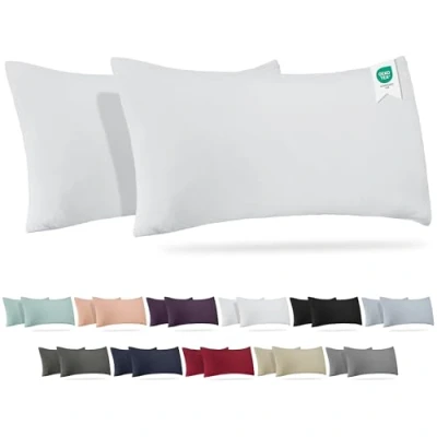 Afbeelding van BARBONS Set van 2 kussenslopen, 40x80 cm 165 g/m², hoofdkussensloop, 100% jerseykatoen, zachte kussenhoezen, met ritssluiting (40x80 Wit)
