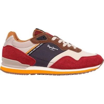 Afbeelding van Pepe Jeans London LINK Sneakers laag, Heren, Maat: 44, red dahlia Leer en textiel