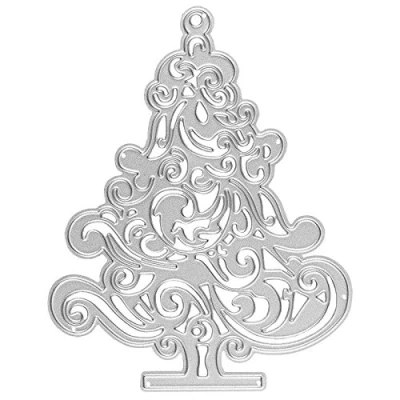 Afbeelding van Stanssjabloon, dennenboom, 11 cm x 8,7 cm, geschikt voor gangbare stansmachines sjabloon het vormgeven van kaartenopleggers, hangers, wenskaarten Kerstmis, advent, winter