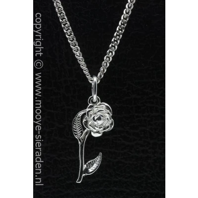Afbeelding van Zilveren Roosje ketting hanger