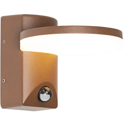 Afbeelding van QAZQA Buiten wandlamp roestbruin incl. LED IP54 bewegingssensor