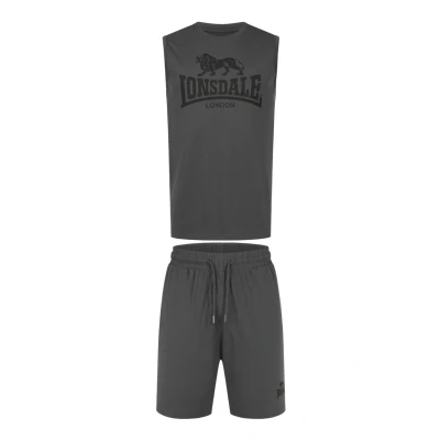 Afbeelding van Lonsdale ÄRMELLOSES SET Normale Passform Allanton Trainingsbroek, Heren, Maat: 5XL, Anthracite black