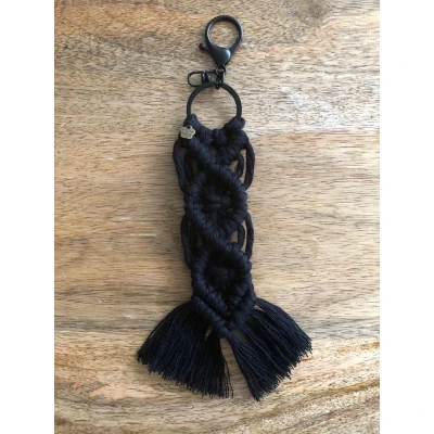 Afbeelding van sleutelhanger, macrame geknoopte sleutelhanger 058 zwart