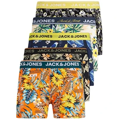 Afbeelding van JACK &amp; JONES 12204864 Boxershorts voor heren, set van 5 stuks, wit, zwart, blauw, grijs, trunks, L
