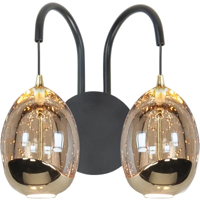 Afbeelding van Wandlamp Golden Egg 2 Lichts Led Amber Zwart