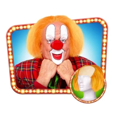 Afbeelding van Witbaard Pruik Clown Heren Oranje One size