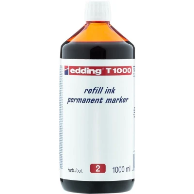 Afbeelding van edding T1000 navulinkt voor permanent markers kleur: rood grote fles 1000ml