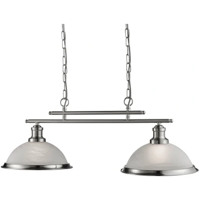 Afbeelding van Searchlight Glazen hanglamp Bistro, 2 lamps, zilver