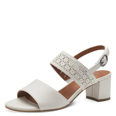 Afbeelding van Jana Softline 8 28368 42 Damessandalen, 100 witte haksandalen, comfortabele extra brede alledaagse schoen, feestelijk, elegant met hak, 38 EU breed, wit, Breed