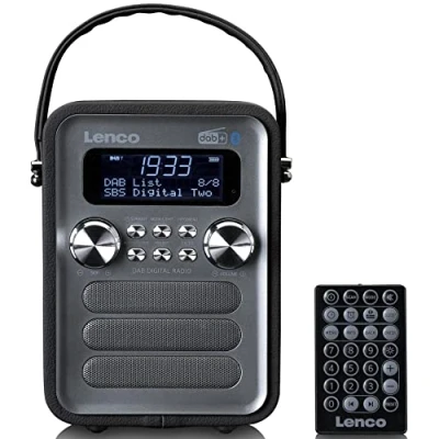 Afbeelding van Lenco PDR 051BKSI Draagbare DAB+ FM Radio met Bluetooth® en AUX ingang, oplaadbare batterij Black Anthracite