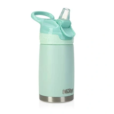Afbeelding van Nuby Dorstige kinderen geen morsen Flip It Reflex roestvrij stalen reisbeker, 10 oz, Aqua, Mint