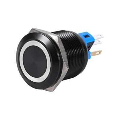 Afbeelding van Keenso Led drukschakelaar, 22 mm, 12 V 24 V, waterdicht, zelfborgende vergrendeling, drukknopschakelaar, wit