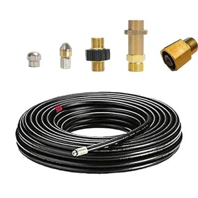 Afbeelding van Reinigingsslang Professional (6 delig) voor Kärcher Kränzle HD HDS 63900290 &amp; 57630400 aansluiting 1/8&quot; AG: M22 x 1,5 IG bajonetadapter messing AG EASY!LOCK (10)