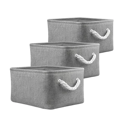 Afbeelding van Stoffen opbergdozen Opbergmanden Organisatoren voor thuiskantoor School Opbergplanken Kast Speelgoed en meer 3 pack (grijs, klein)
