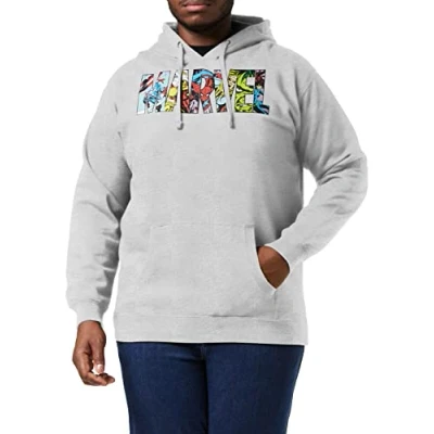 Afbeelding van Marvel Heren Logo Karakters Hoodie, Grijs (Grijs Marl Spo), M