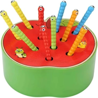 Afbeelding van Afufu Montessori houten speelgoed voor 3 jaar oud, educatief van 3, 4 en 5 jaar, vroeg leren fijne motoriek, fruit vangen insectenspel, verjaardag kinderen, peuters, jongens meisjes